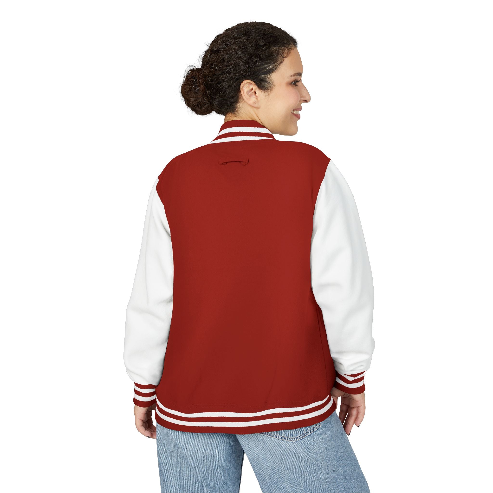 Classic Red & White Letterman Jacket - 'JM' Varsity Style