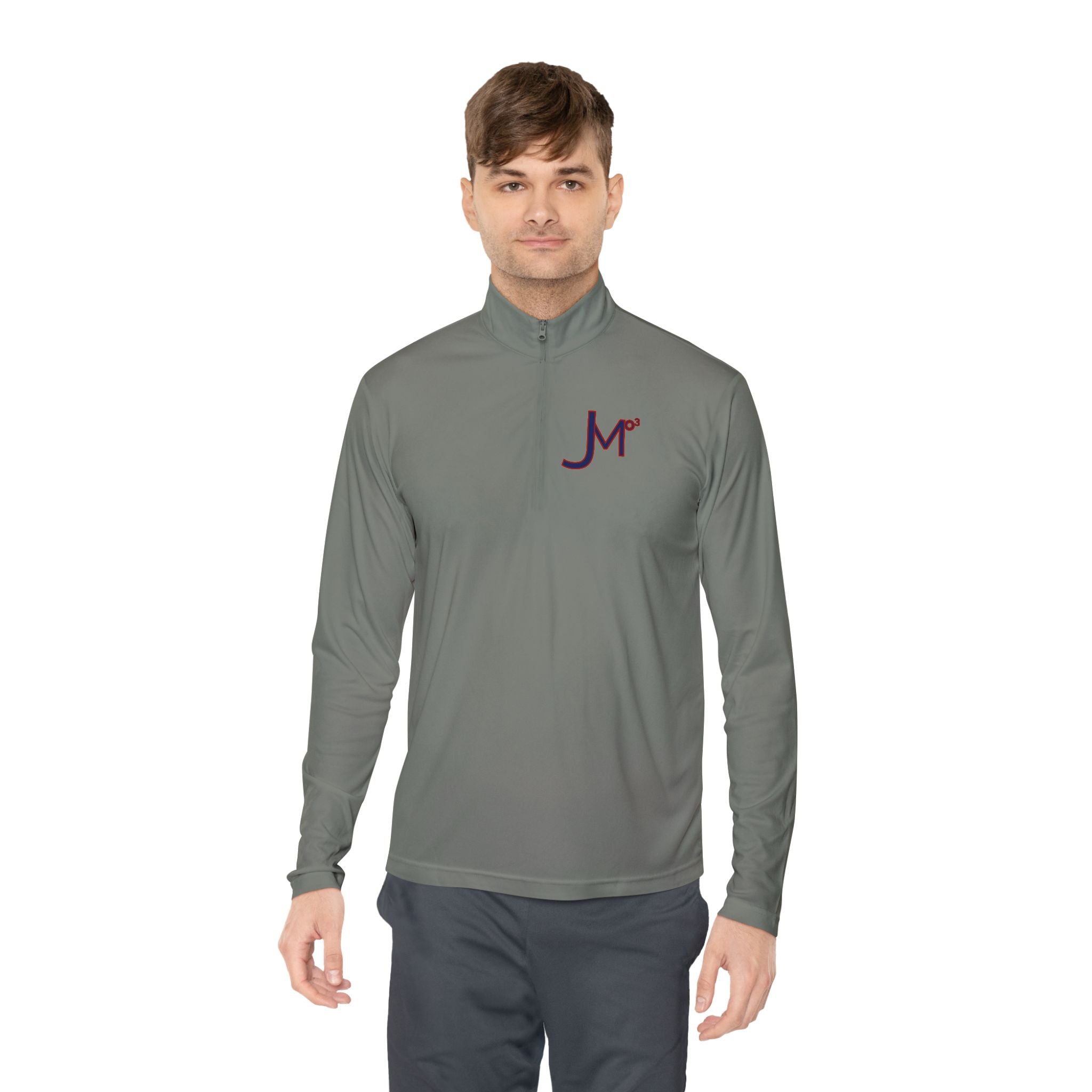Quarter-Zip Pullover with Maroon 'Jr' Monogram – Casual Athletic Pullover