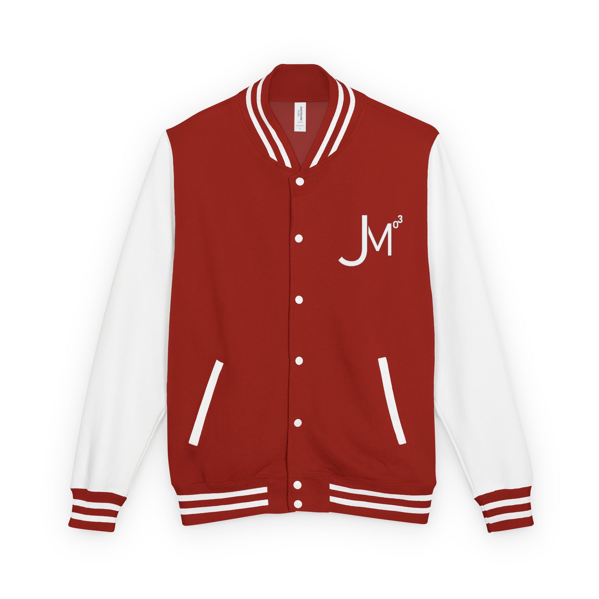 Classic Red & White Letterman Jacket - 'JM' Varsity Style
