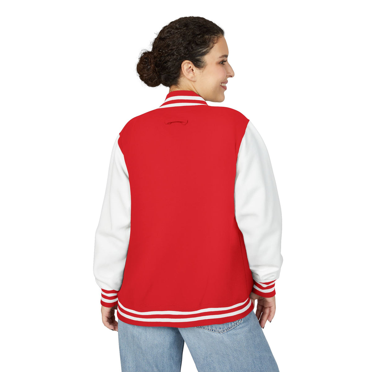Classic Red & White Letterman Jacket - 'JM' Varsity Style