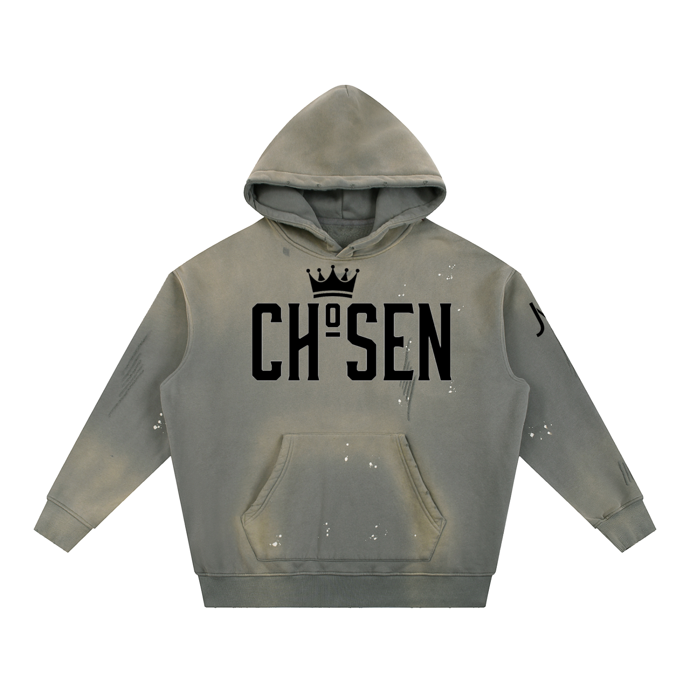 Vintage Washed Frayed Fleece Hoodie