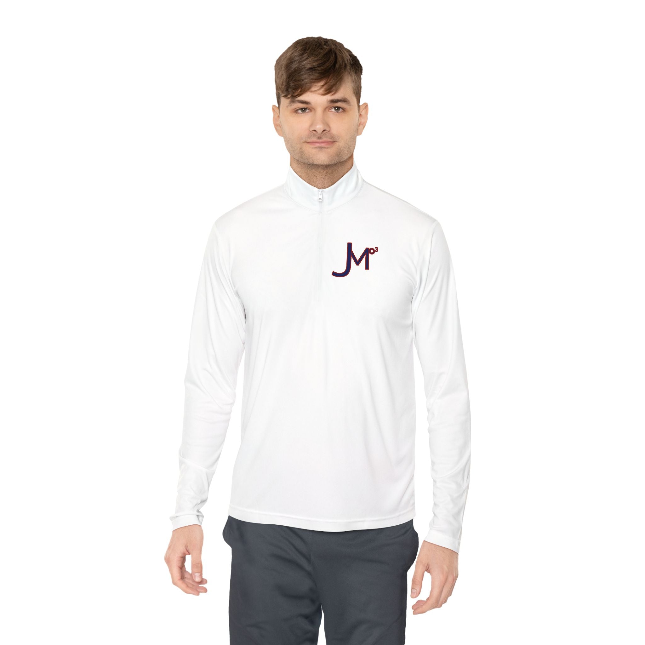Quarter-Zip Pullover with Maroon 'Jr' Monogram – Casual Athletic Pullover