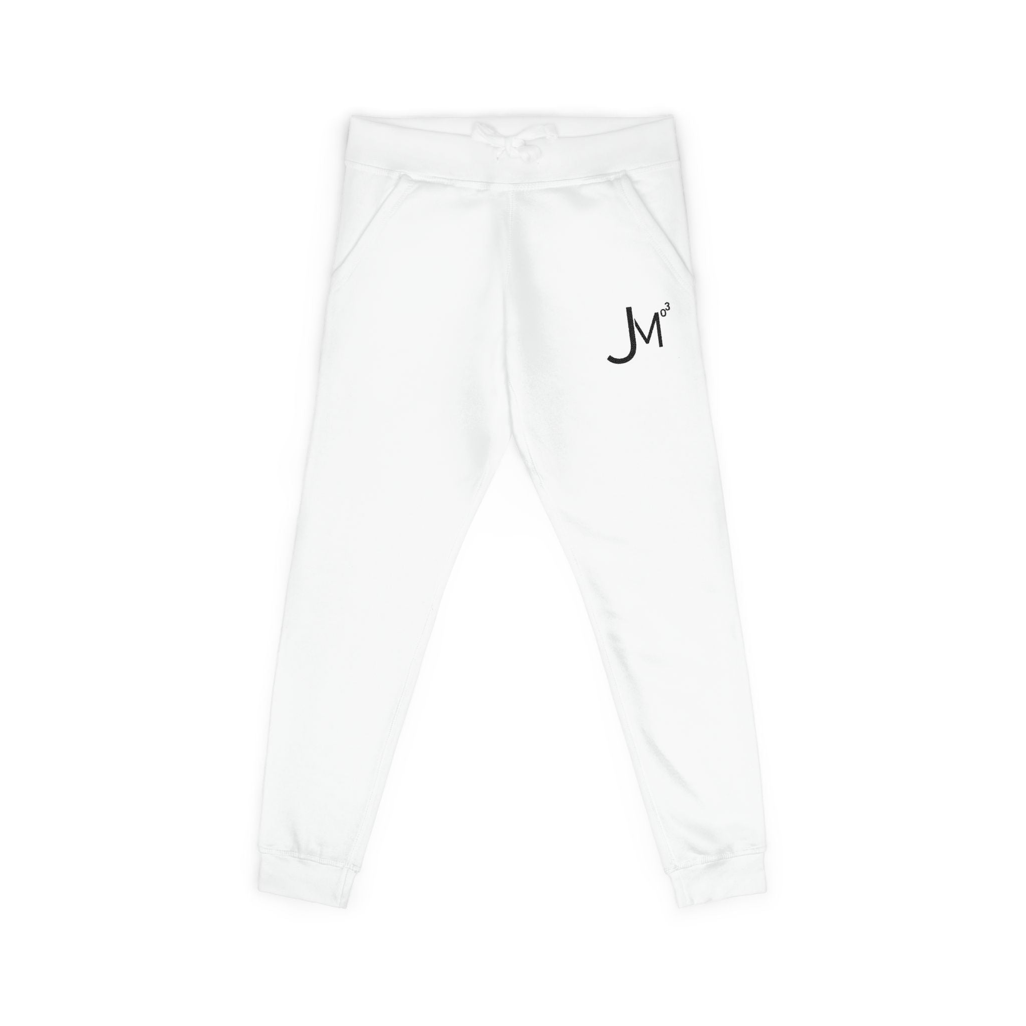 Embroidered 'M' Fleece Sweatpants – Cozy White Joggers