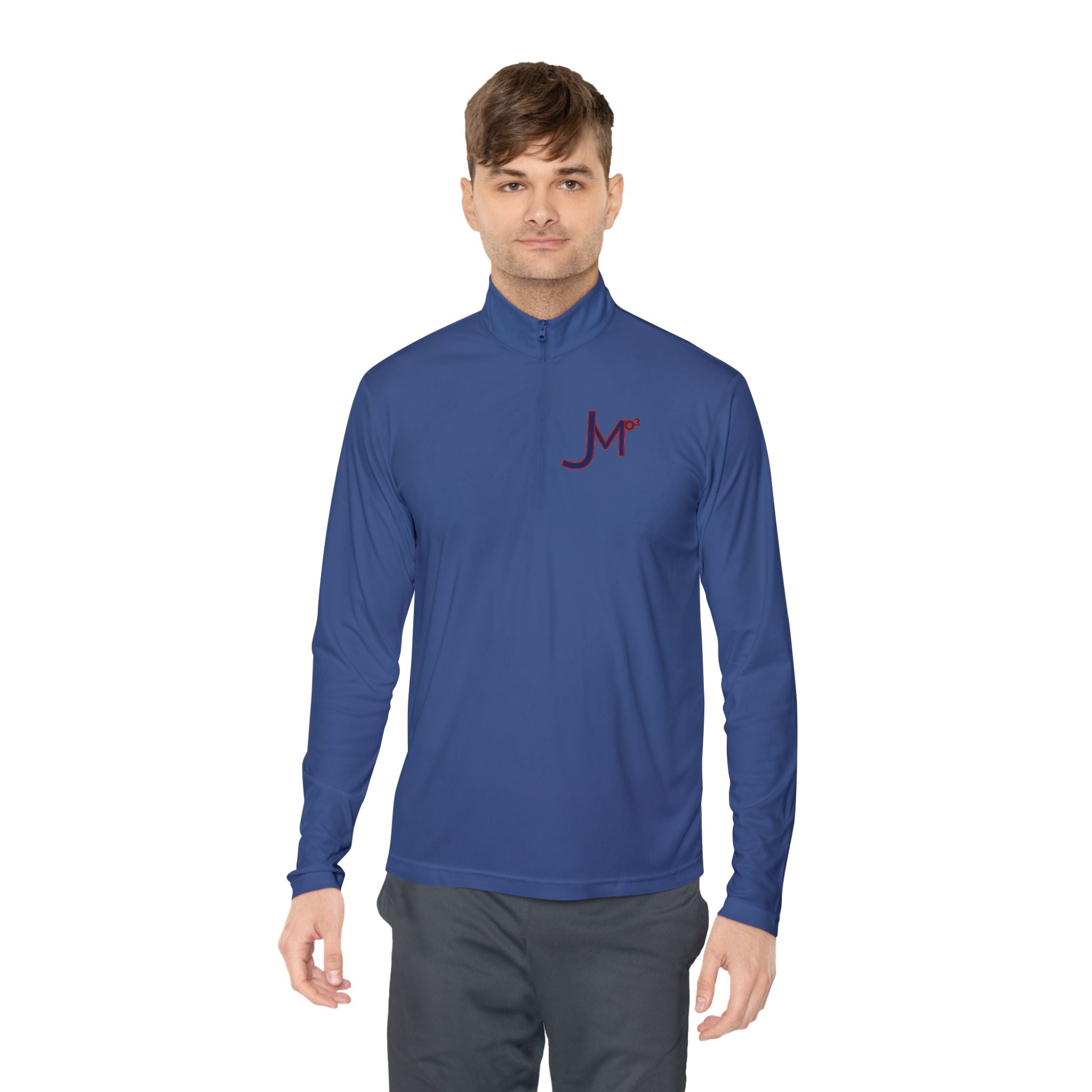 Quarter-Zip Pullover with Maroon 'Jr' Monogram – Casual Athletic Pullover