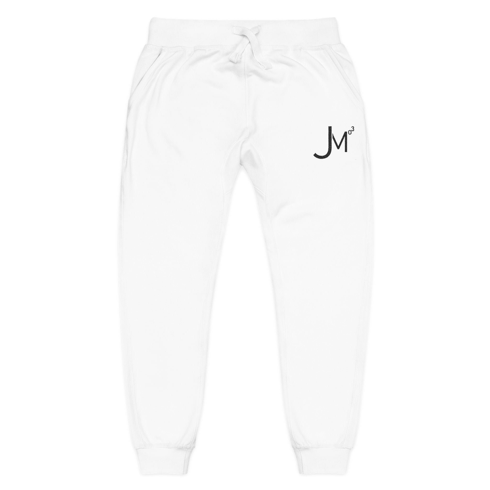 Embroidered 'M' Fleece Sweatpants – Cozy White Joggers