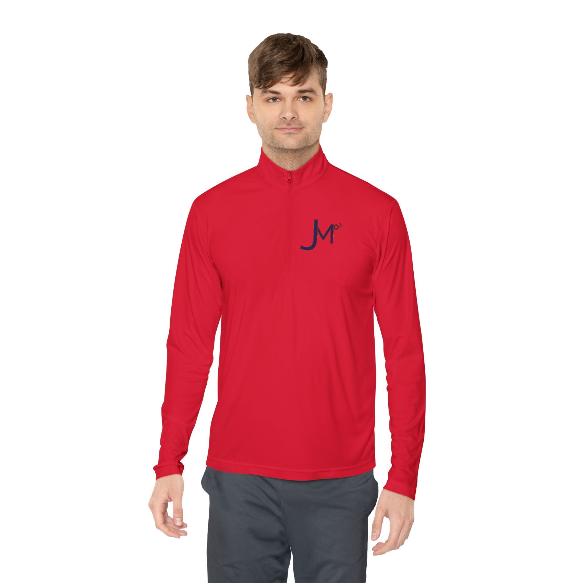 Quarter-Zip Pullover with Maroon 'Jr' Monogram – Casual Athletic Pullover