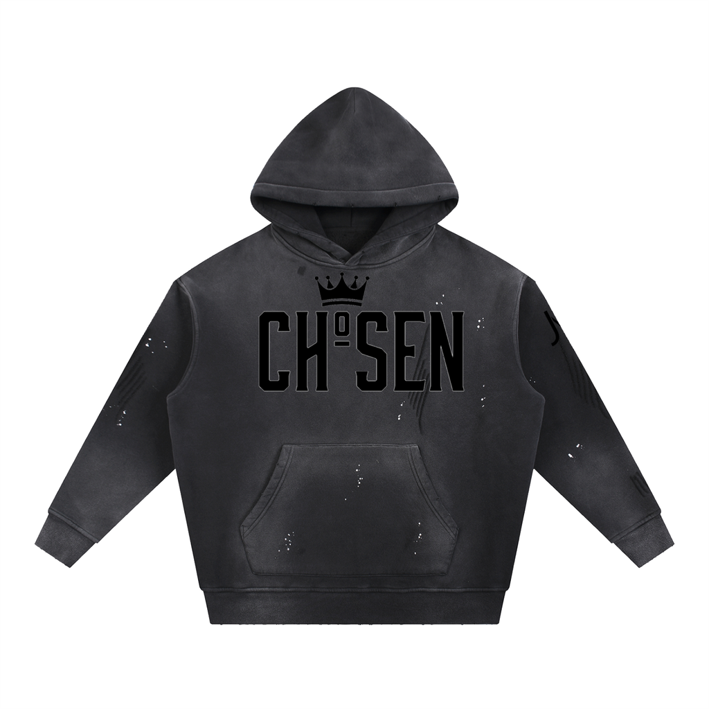 Vintage Washed Frayed Fleece Hoodie