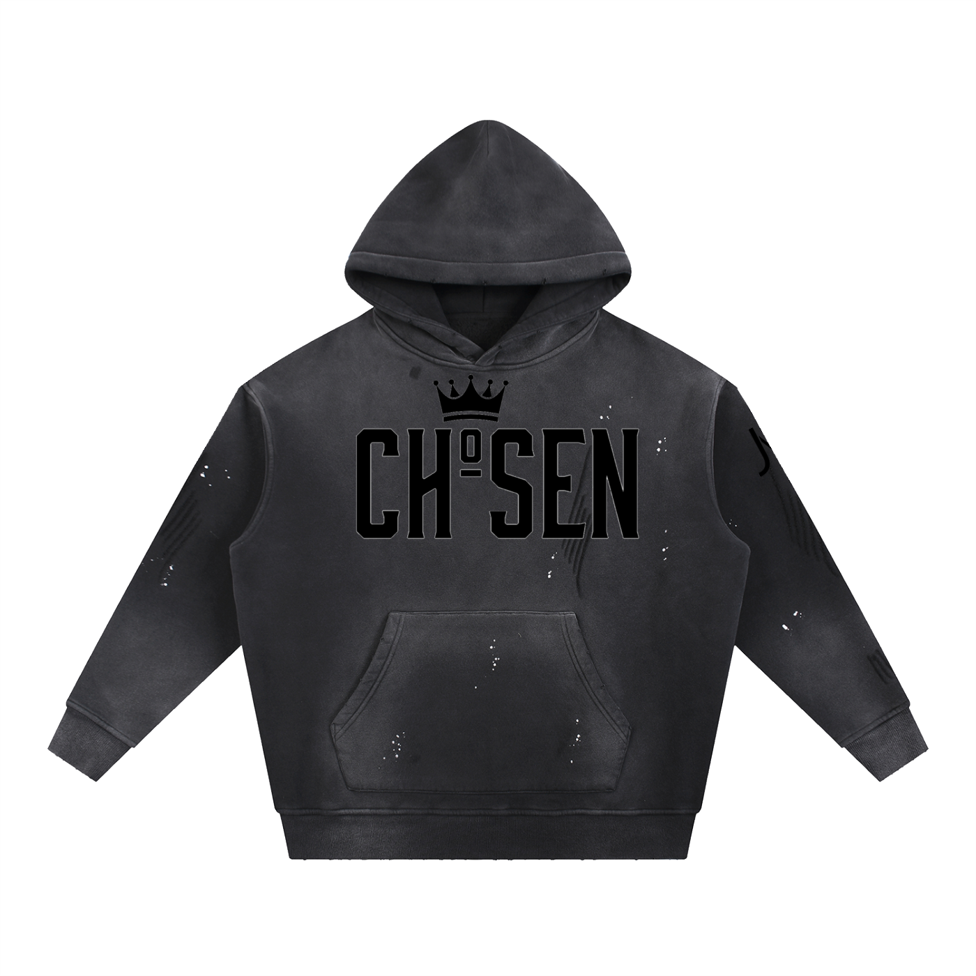 Vintage Washed Frayed Fleece Hoodie